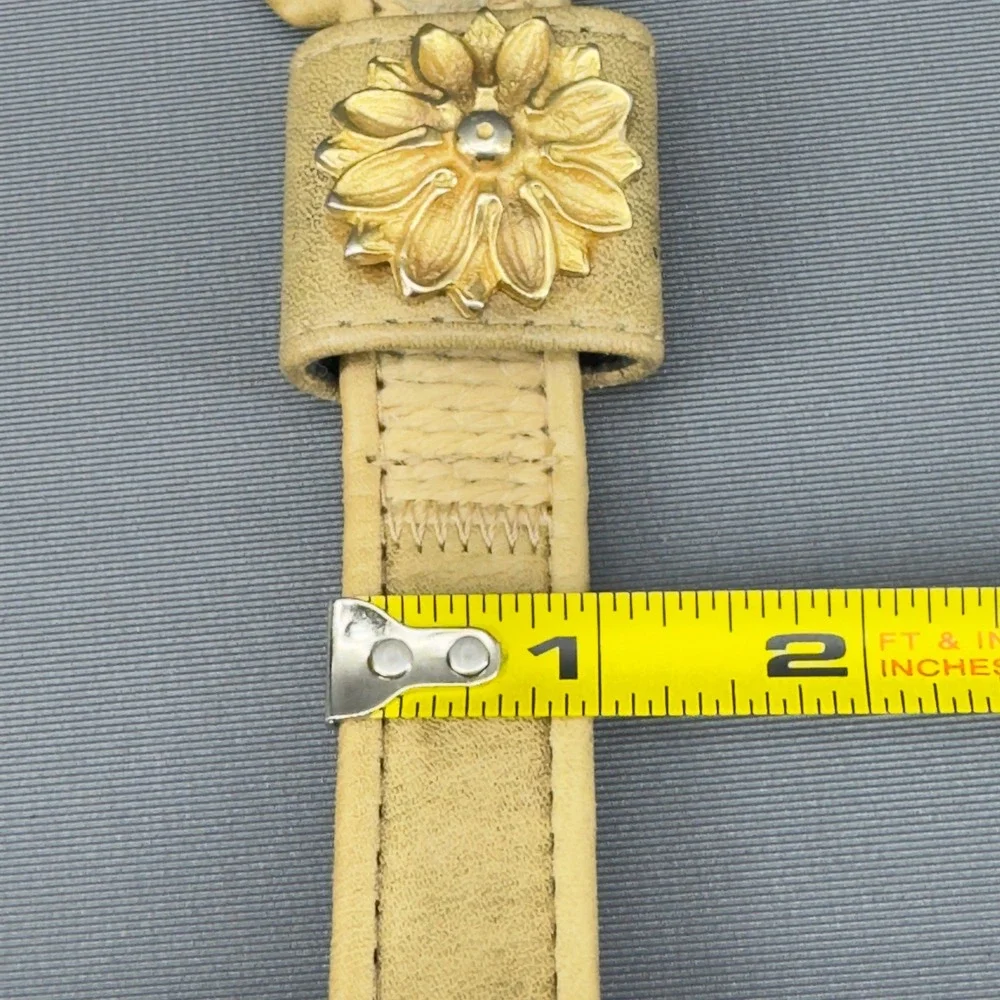 Vintage Alden Howard Tan Leather Woven Flower Buckle Belt‎ Made USA Size L